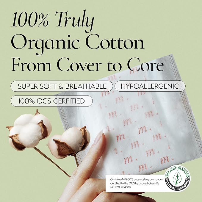 Truly Organic INERTIA Pads - The Prism with Wings for Women Regular Absorbency (10 Count) - The Best Absorbency, NO Petroleum-Based microplastic, Chlorine, or Fragrance. (Pack of 1)