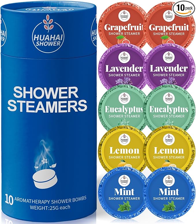 Shower Steamers Aromatherapy, 10-Pack Shower Bombs Christmas Stocking Stuffers for Women Mom Her Daughter Wife, Coolest Men The Boys Gifts for Him,White Elephant,Self Care- Relaxation