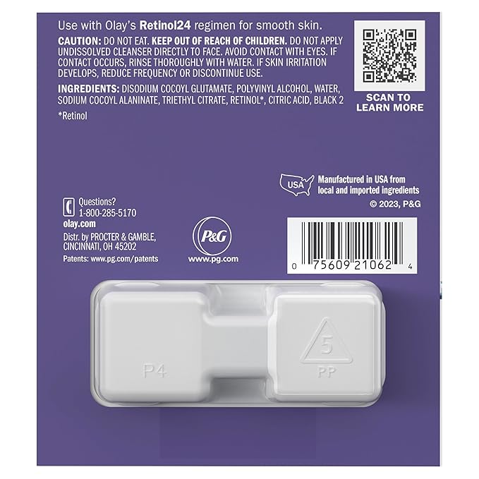Olay Retinol 24 Face Moisturizer, Anti-Aging Night Cream for Women, Fragrance-Free, Anti-Wrinkle Skin Care (1.7 oz) & Trial Size Retinol Cleansing Melts, Water-Activated Face Wash (12 ct)