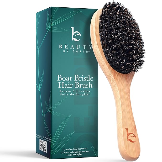 Boar Bristle Hair Brush for Women and Men, Natural 100% Soft Boars Hairbrush for Fine and Thin Hair