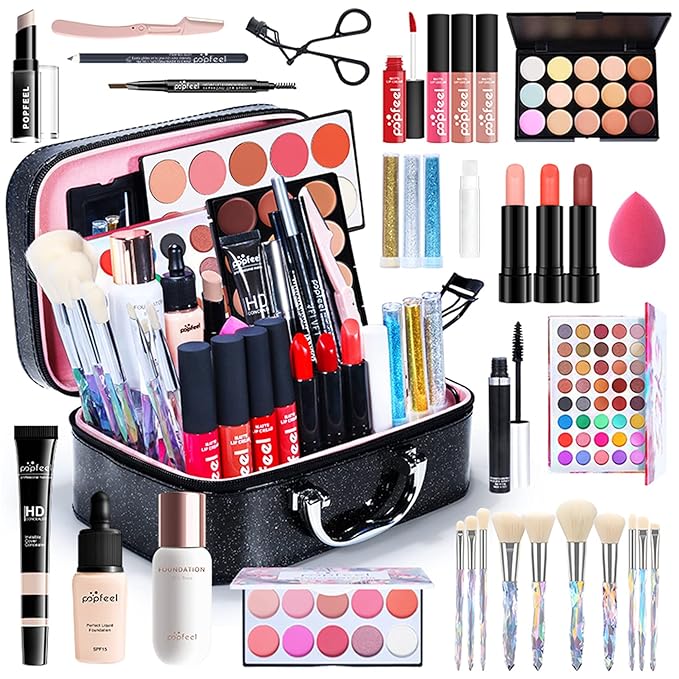 FantasyDay All-in-one Holiday Make up Gift Set | Makeup Kit for Women Full Kit Essential Starter Bundle Include Eyeshadow Palette Lipstick Blush Foundation Concealer Face Powder Mascara Lipgloss Brush