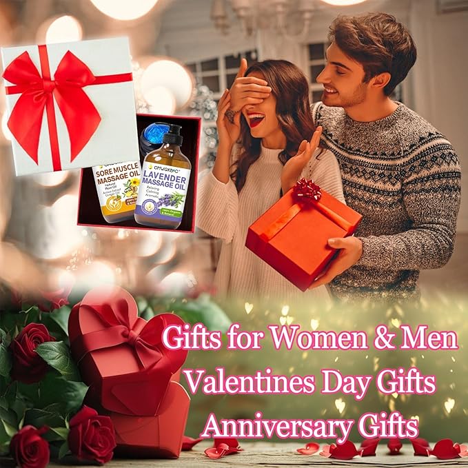 Massage Oil for Massage Therapy,Lymphatic Drainage-Ginger Oil Sore Muscle Arnica Oil &Lavender Oil Relaxing Massage Oils for Date Night,Massage Ball,Fathers Day Gift for Husband,Men, Gifts for Him Her