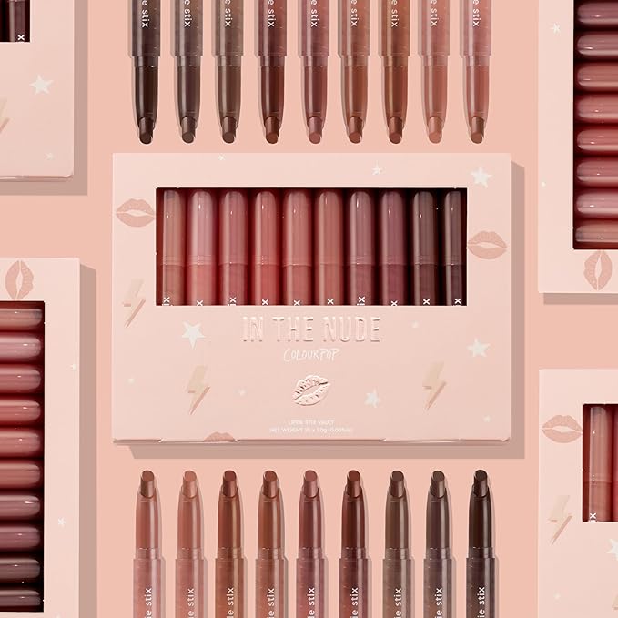 Colourpop Lippie Stix Vault - Includes 10 Nude Lipstick Shades in Matte, Matte X, Crème and Blur Finishes - Infused with a Nourishing, Non-Drying Formula - In The Nude (3.05 oz)
