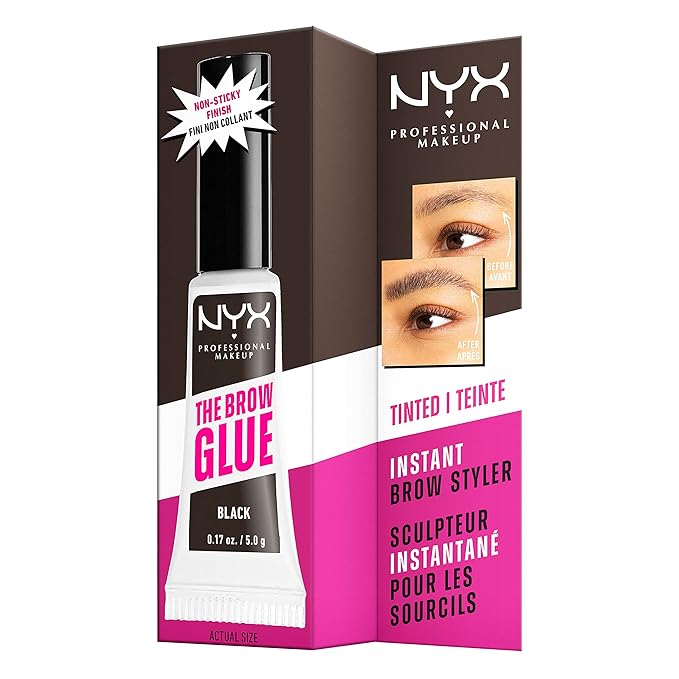 NYX PROFESSIONAL MAKEUP The Brow Glue, Extreme Hold Tinted Eyebrow Gel - Black