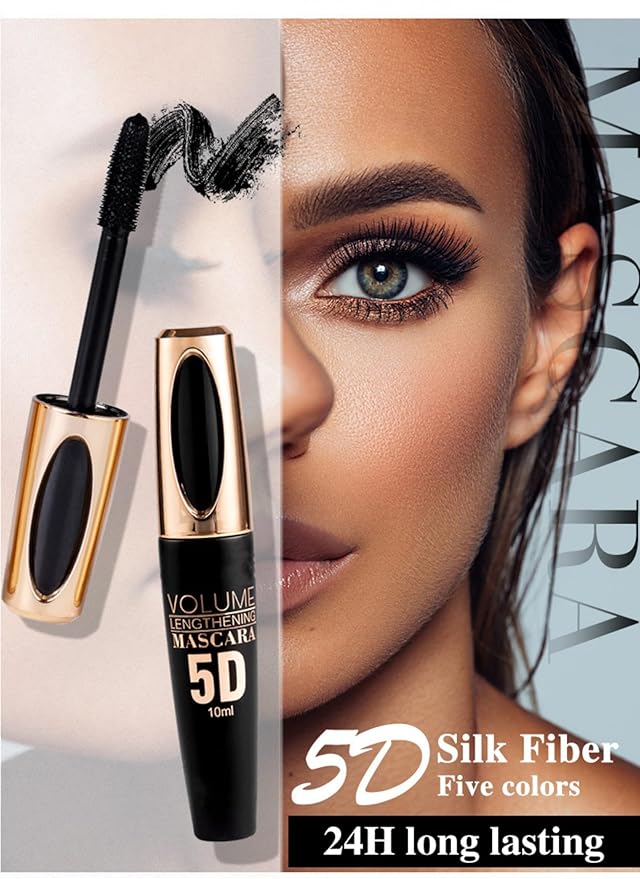 MAEPEOR 5D Silk Fiber Mascara Fuller & Voluminous Colored Eyelash Natural Waterproof Smudge-proof Mascara (05 Purple)
