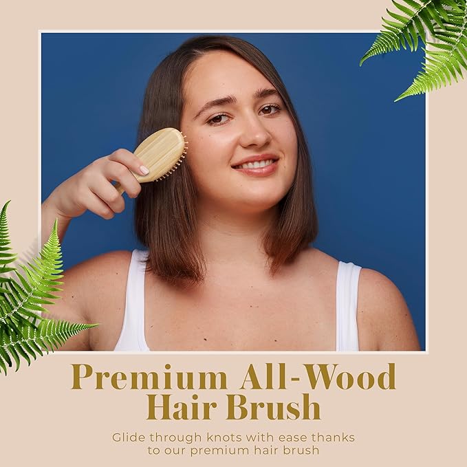 Bella Ciao 6-Piece Body and Skincare Set, Women’s Beauty Travel Basket, Spa Gift Set, Bath Accessories, Includes Face Massage Roller, Hair Brush, Exfoliation Tools, and Decorative Wooden Tray