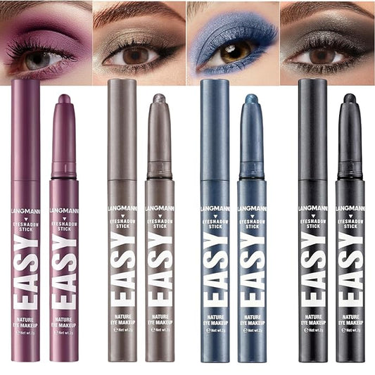 Jolilab Eyeshadow Stick Set, 4 Colors Matte Professional Bright-Colored Contouring and Highlight Stick, Cream Waterproof Long Lasting High Pigmented Eye Shadow. (4, 18+21+22+23)