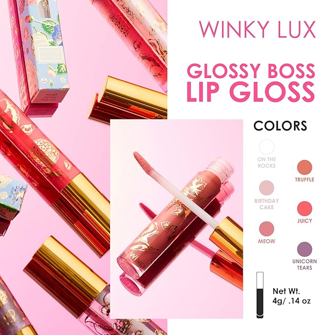 Winky Lux Birthday Cake Glossy Boss Lip Gloss - Non Sticky Lip Gloss, Clear Lip Oil & Lip Lacquer, Hydrating & Nourishing Lip Care, Soft Vanilla Scent