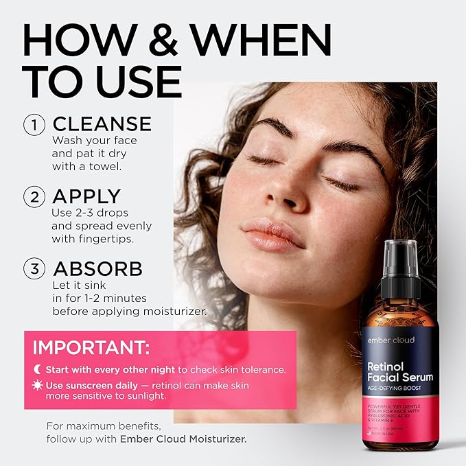 Retinol Serum for Face (2Oz) with Hyaluronic Acid, Vitamin E & Aloe Vera - Anti-Aging Serum