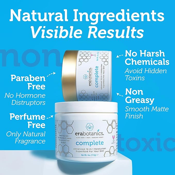 Era Organics Face Moisturizer Cream - Advanced 12-In-1 Rejuvenating Formula With Superfood Complex Manuka Honey, Hyaluronic Acid, Hemp Oil - Anti Aging Wrinkle Defense For Women or Men - 2oz