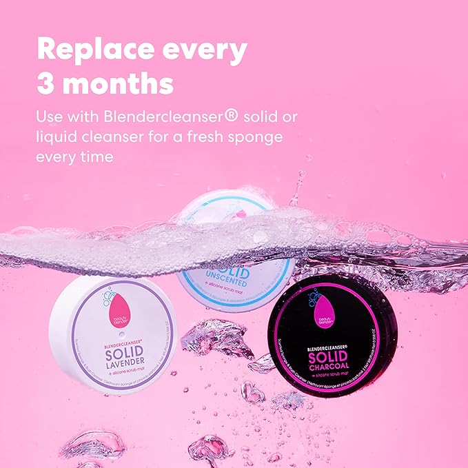 Beautyblender® | Original Pink Beauty Blender Makeup Sponge, Super-Soft Foam Easily Blends Foundations, Powders & Creams, Made in USA, Reusable, Washable, Streak Free Application, Vegan, Cruelty Free