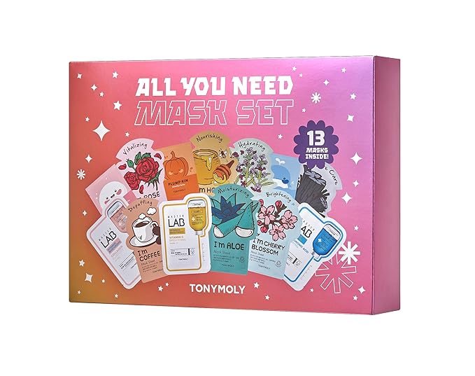 TONYMOLY All You Need Mask Set, Hydrate & Refresh Skin, Sheet Masks for all Skin Types & Concerns, Variety Pack of 13 Masks