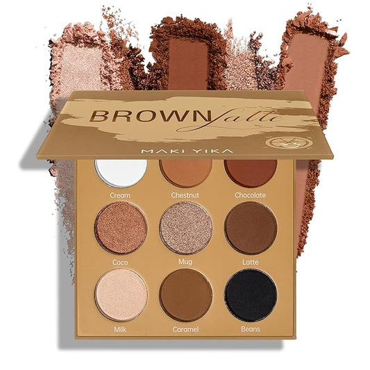 MAKI YIKA Brown Eyeshadows Palette Nude Eye Shadow 9Color, Naked Eyeshadow Matte Shimmer Glitter Eye Shade Long Lasting Pigmented Eye Makeup - Brown