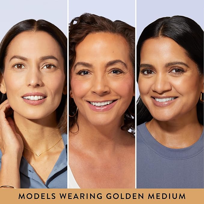 LAURA GELLER NEW YORK Everyday Routine Kit - Baked Balance-N-Brighten Color Correcting Powder Foundation, Golden Medium + Retractable Angled Kabuki + Spackle Makeup Primer, Champagne Glow (3 PC)