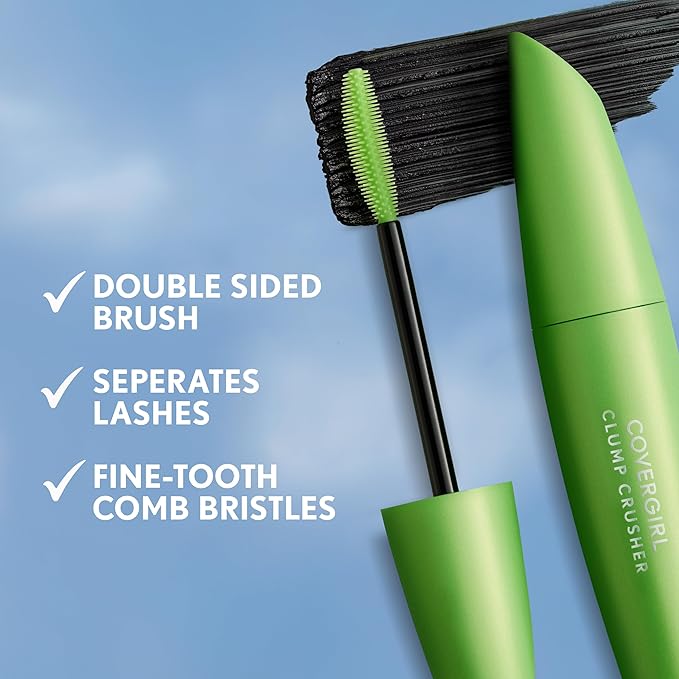 COVERGIRL Clump Crusher Mascara, 20X More Volume, Double Sided Brush, Long-Lasting Wear - 800 Very Black (Pack of 1)