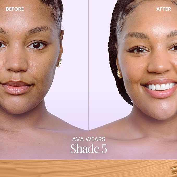 Naked Sundays BeautyScreen™ SPF 50 Mineral Peptide Foundation Tint – 2-in-1 Skin Tint & Mineral Sunscreen | Radiant, Buildable Coverage, Acne-Safe, Infused with Peptides (5 Tan Honey, 1.01 oz)