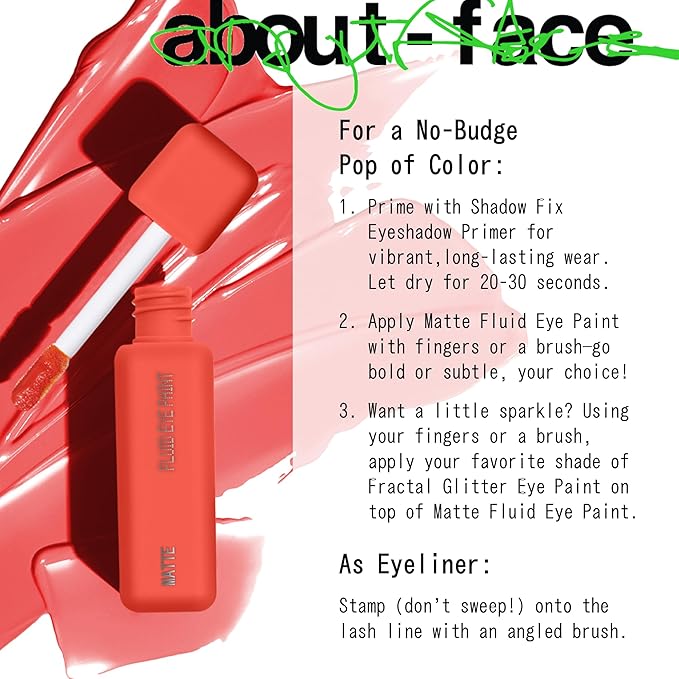 about-face Matte Fluid Eye Paint Marigold – High-Pigment Liquid Eyeshadow, Long-Lasting, No-Budge Matte Finish, Vegan & Cruelty-Free (Bright Coral)