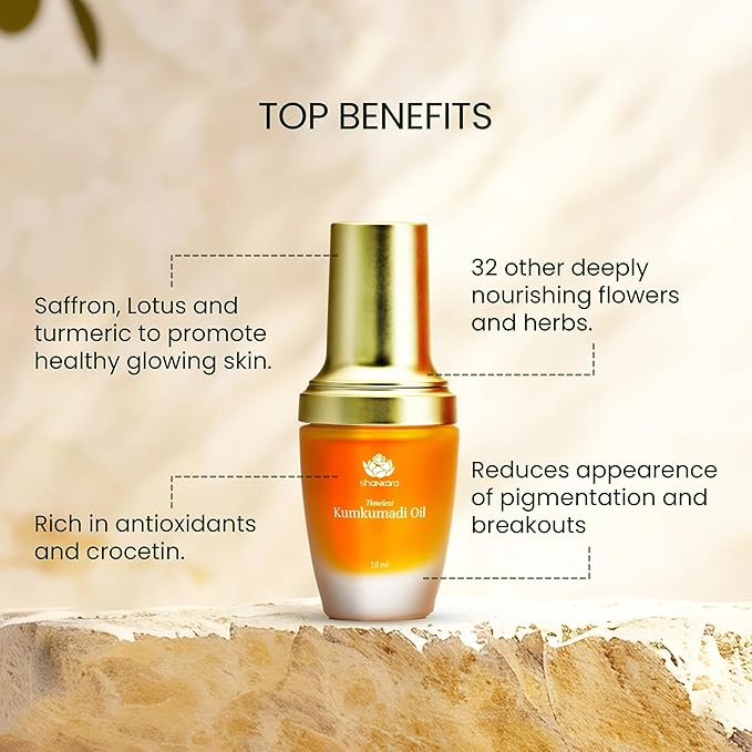 Shankara Kumkumadi Oil with Pure Saffron and Ayurvedic Herbs (Rose Aroma 18ml)