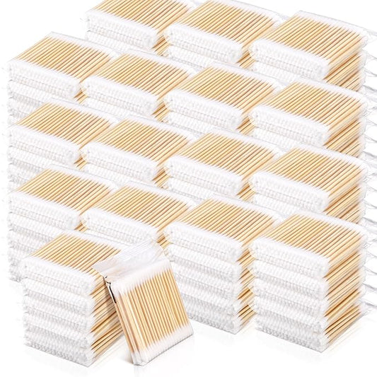 Dunzy 20000 Pcs Bamboo Cotton Swabs Bulk 2.76 Inch Double Round Cotton Swabs with Wooden Sticks Travel Size for Ears Makeup Daily Cleaning Pet Care Arts Crafts