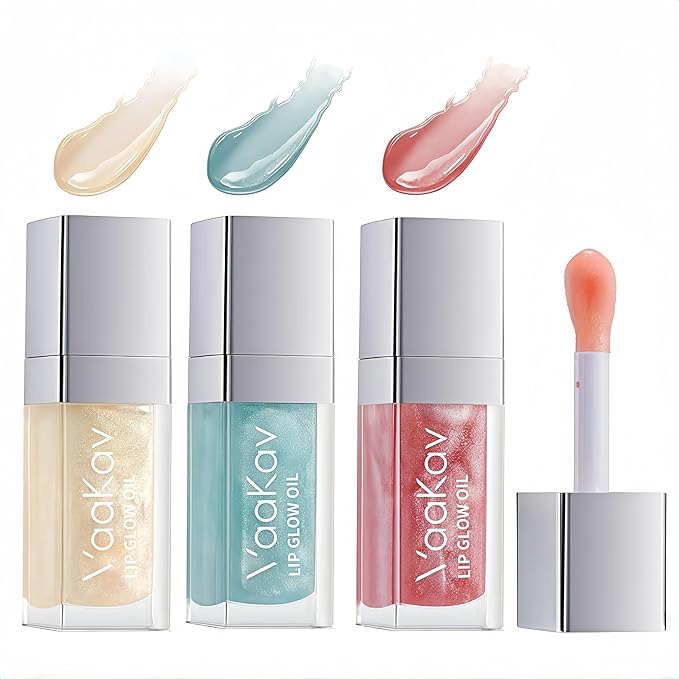 Shimmering Magic PH Color Changing、Hydrating Lip Glow Oil set, Plumping Lip Gloss set, Moisturizing Lip Oil Gloss, Transparent Moisturizing Lip Balm, Natural Lip Plumper(3 PCS)