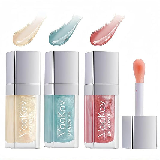 Shimmering Magic PH Color Changing、Hydrating Lip Glow Oil set, Plumping Lip Gloss set, Moisturizing Lip Oil Gloss, Transparent Moisturizing Lip Balm, Natural Lip Plumper(3 PCS)