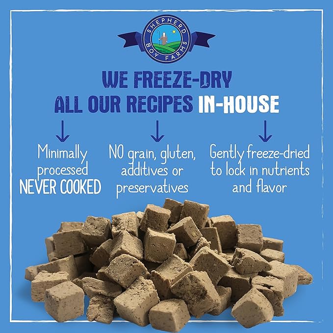 Freeze Dried Raw Dog Food, All Natural, No Synthetics, Made in USA with Goat's Milk & Organic Produce, High Protein, Complete Meal (14oz, Beef)