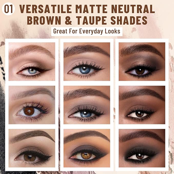 2PCS 6 Colors Mini Eyeshadow Palette Makeup with Brush Set Neutral Nude Eye Shadow Brown & Olive-colored Matte Shimmer Make Up Pallet with Mirror Highly Pigmented Travel Size Gift Kit