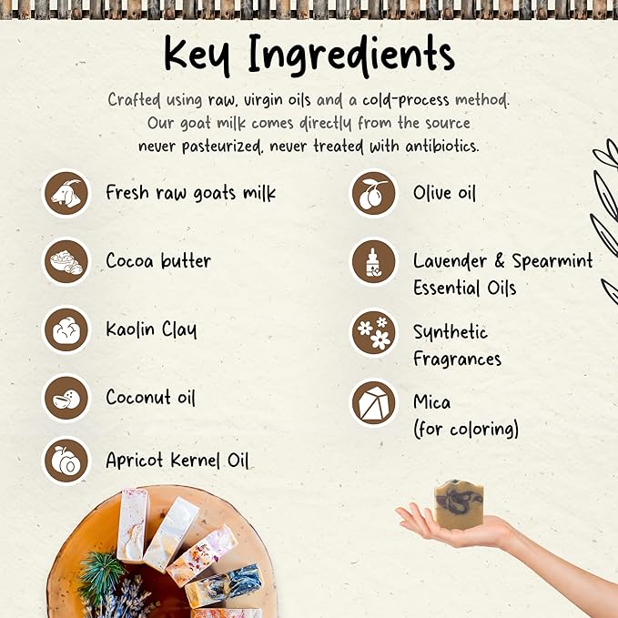 Goat Milk Soap Bar for Face & Body | Lavender Mint Soap with Essential Oils & Fragrance Oils | Moisturizing Vitamin-Rich Skincare – Lavender Mint 3 Pack