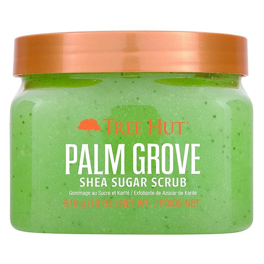 Tree Hut Palm Grove Shea Sugar Scrub, Exfoliating, Hydrating & Moisturizing Body Scrub with Shea Butter & Nourishing Essential Oils, Smooth & Soften Skin, 18 oz