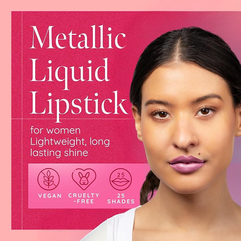 Aromi Metallic Matte Liquid Lipstick - Pink Lip Color for Women, Shimmery Finish, Long-Lasting, Waterproof Handmade (Cotton Candy)