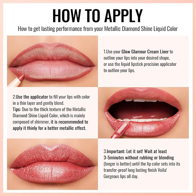 Oulac Pink Metallic Lipstick for Women, Long Lasting Lip Gloss Waterproof, Lips & Eye 2 IN 1 Lip Makeup, High Impact Lip Color, 3D Metallic Finish, No Transfer, Vegan MD08