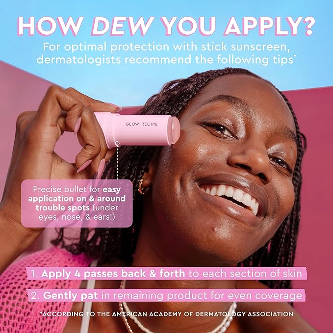 Glow Recipe Beach Bag Essentials Beauty Kit - SPF Dew Balm Sunscreen Stick (0.58 oz) + Ultra Fine Watermelon Setting Mist Facial Spray (2.5 oz) - Protect from UVA Rays & Prep Makeup Routine