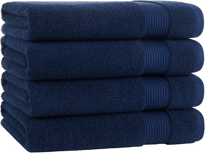 Arkwright Bath Towels Set of 4 - Super Soft 100% Cotton, 600 GSM Quick Dry & Absorbent, Luxury Bathroom Essentials for Hotels, Spa, Hosts, and Vacation Rentals, Lapis Navy