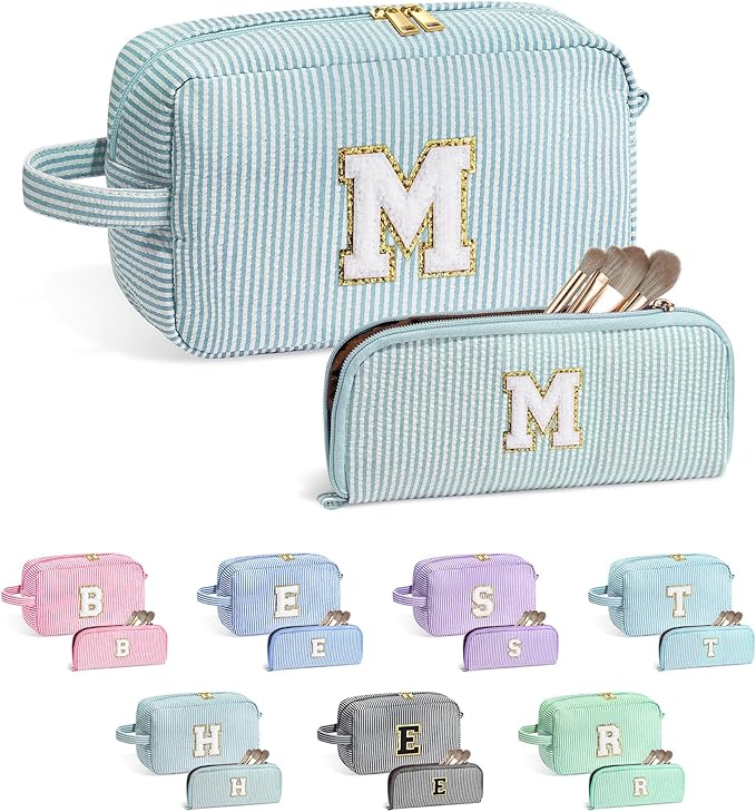 YOOLIFE Gifts for Teen Girls - Personalized Initial Makeup Bag, Birthday Gifts for Women Sister Friend Daughter Girls Kids