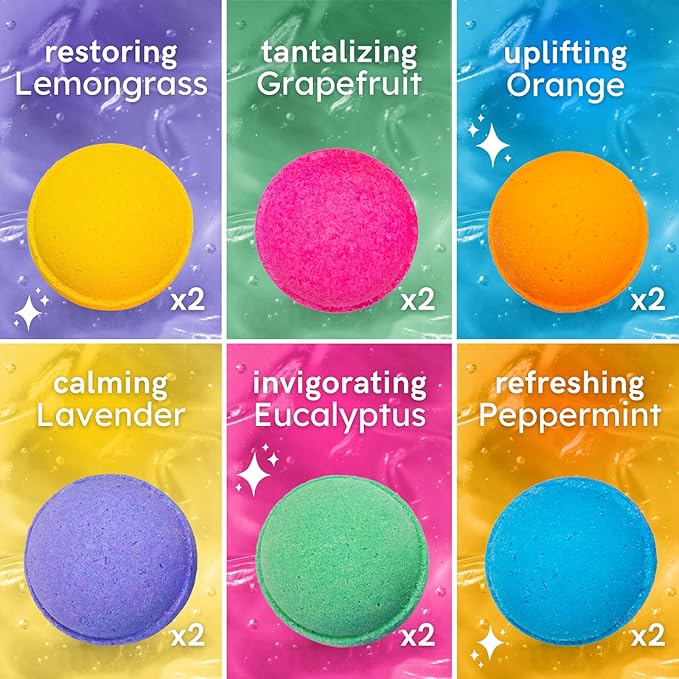 Natural Bath Bombs for Women & Men – Handmade in USA Gift Set with Essential Oils, Shea Butter & Epsom Salt – Non Toxic Spa Bath Bombs for Sensitive Skin – Anovina Relaxation Gift