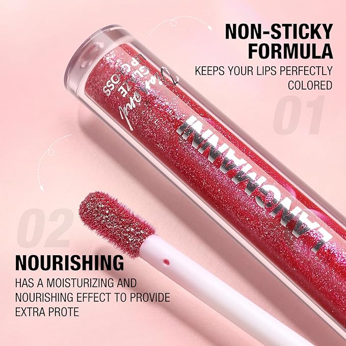LANGMANNI 6 Colors Diamond Glitter Lip Gloss Set,Long Lasting High Shine Shimmer Liquid Lipstick Set,Hydrating,Moisturizing Lip Gloss Kit Gift Makeup For Girls(#05+06+07+08+09+10)