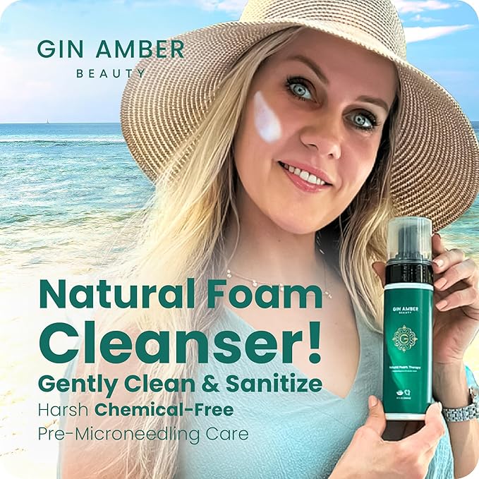 Gin Amber Beauty Natural Foaming Face Wash for Women & Men – Gentle Facial Cleanser for Skincare Tools & Daily Use - (6 Fl oz - 180 ml)