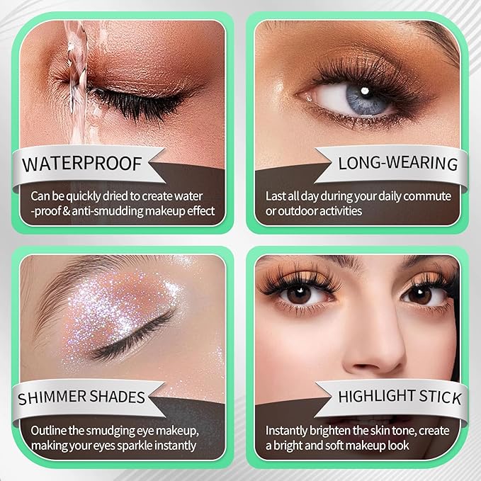 AWCCXMYM 8PCS Cream Eyeshadow Stick Set Smooth Brightener Shimmer Eye Shadow Sticks Long-Lasting Eyeshadow Pencil for Daily & Party Christmas Eye Makeup