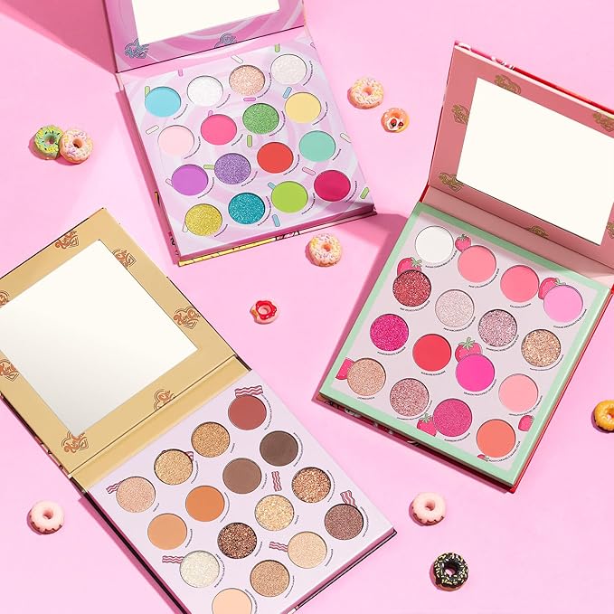 Kimchi Chic Donut Collection Eyeshadow Palette - 16 Matte, Pigment, & Glitter Shadows, Versatile for Day to Night Looks, Cruelty Free, Rainbow Sprinkles