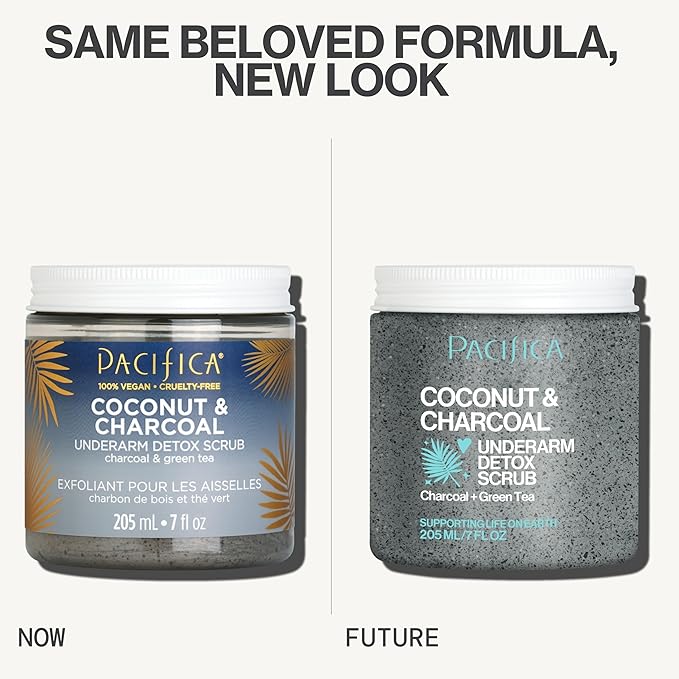 Pacifica Underarm Detox & Odor Control Bundle – Coconut & Charcoal Armpit Scrub and Coconut Deodorant Wipes, Aluminum-Free Underarm Care Set for Natural Deodorant Users