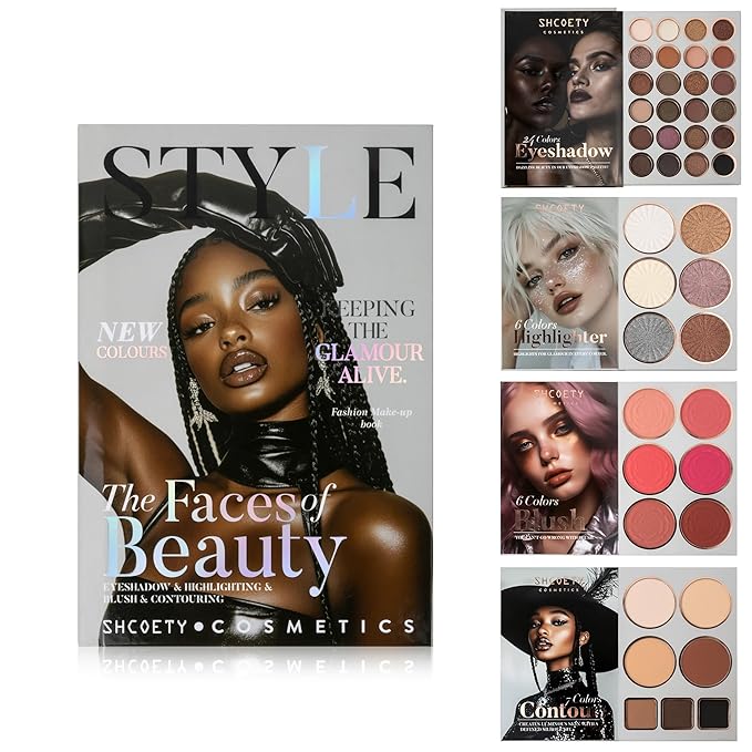 4-Layer Multi - Functional Beauty Book Kit- Style Makeup Palette Ingeniously Combines Eyeshadows, Blushes, Highlighters, Contour Powders In One,Best Choice for A Gift for Women (SH2511A)