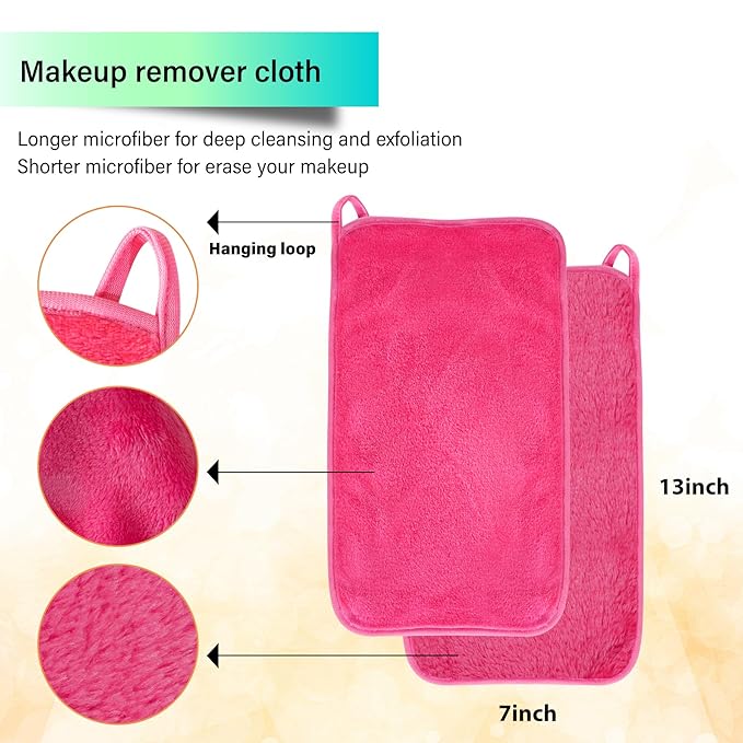 Nugilla Makeup Remover Cloth, 5 Packs Reusable Microfiber Makeup Remover Towels, Face Towel for Women