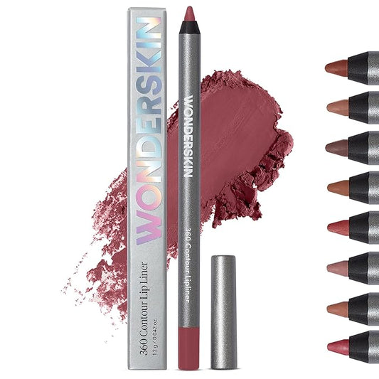 Wonderskin Lip Liner Pencil - 360 Contour Lipliner, Long Lasting, Sharpenable Lip Pencil, Waterproof and Transfer-Proof Nude Lip Liner (Mauve)