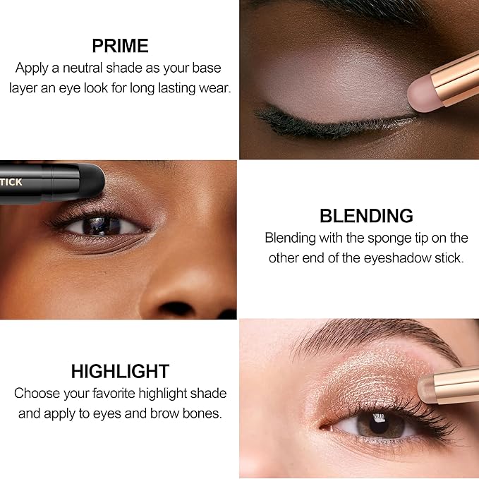 FV Cream Shimmer Eyeshadow Stick，Long Lasting & Waterproof, Multi-Use & High Pigment Eyeshadow Makeup Stick, Golden Shimmer