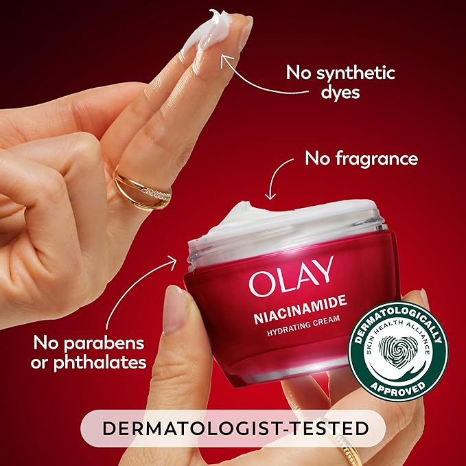 Olay Niacinamide Face Moisturizer, Firming Cream for Women, Non-Greasy - Anti-Wrinkle, Anti-Aging, Hydrating, Renewing, Stronger Skin Barrier, Smooths - Peptides, 1.7 Oz