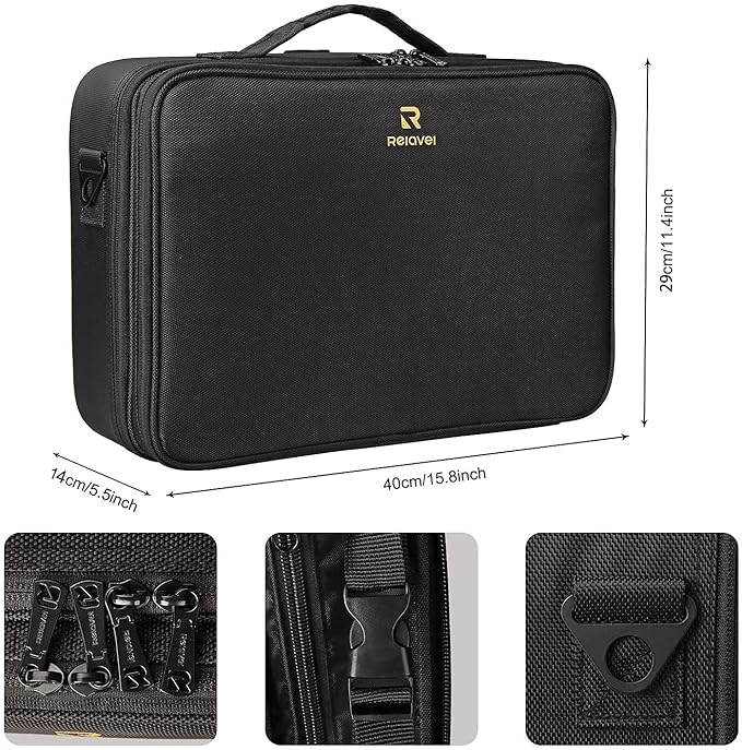 Large Capacity Makeup Case 3 Layers Cosmetic Organizer Brush Bag with Four Small Bag,Barber Hairdresser Train Case Makeup Artist Box Nail Polish Organizer