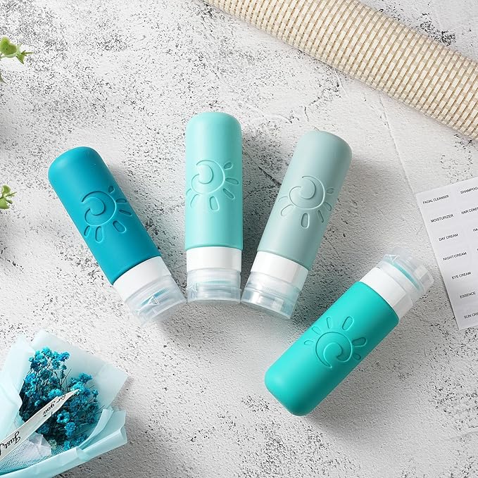 Travel Bottles for Toiletries, TSA Approved Travel Containers 3oz Leak Proof Travel Tubs Refillable Liquid Travel Accessories for Shampoo Conditioner Lotion Body Wash(Multicolored H)