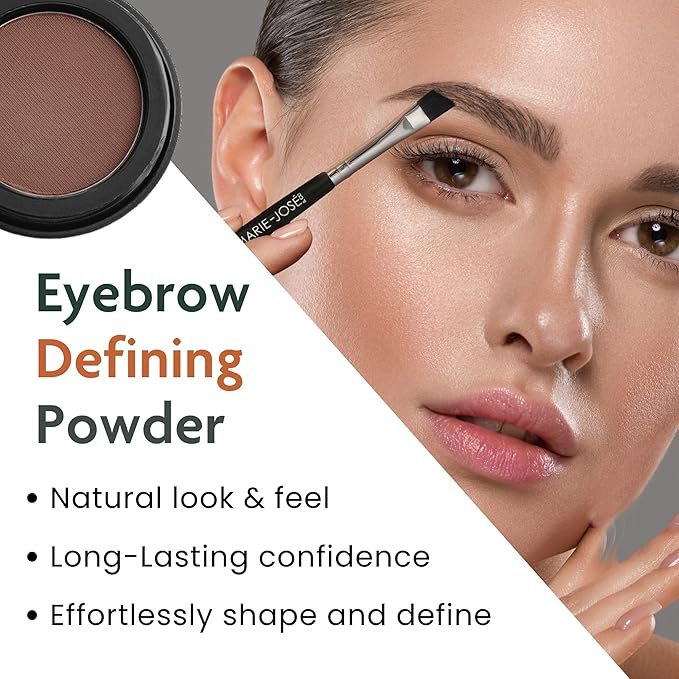 Marie-José Brow Powder – Medium Brown | Brown Eyebrow Powder, Vegan & Cruelty-Free | Highly Pigmented, Long-Lasting Compact | 9 Shades Available | Made in USA
