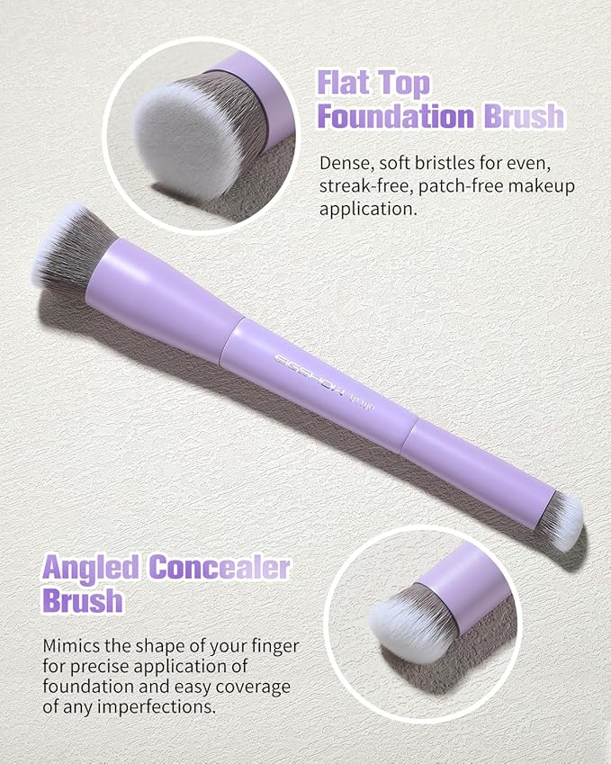EIGSHOW Foundation & Concealer Brush with Silver Ion Bristles, Dual Ended Makeup Brush for Flawless Coverage, Precision Concealer (D110P)