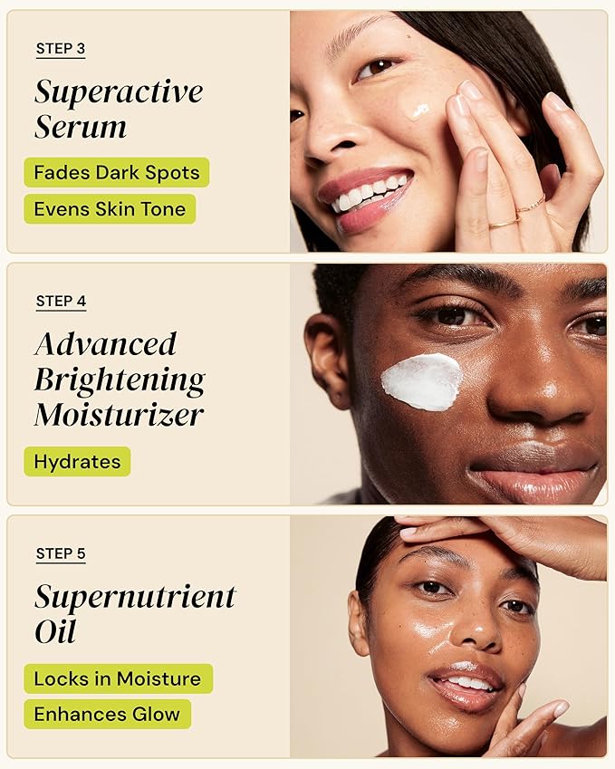 Gleamin Brightening Skincare Bundle – Mask, Serum, Cleanser, Moisturizer & Oil for Dark Spots, Uneven Tone, and Glowing Skin – Complete Vitamin C Skincare Routine